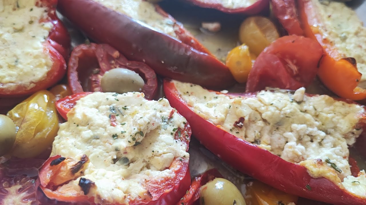 Gefüllte Paprika mit Feta-Käse🔺 MEDITERRANE ART🔺schnelles Rezept🫑#vegetarian#foodie#healthy#recipe#