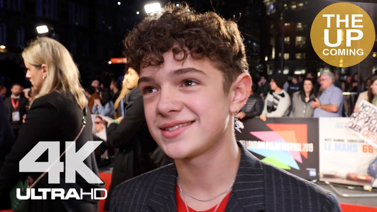 Noah Jupe on Le Mans '66 (Ford v Ferrari), Christian Bale, Matt Damon, car racing at London premiere