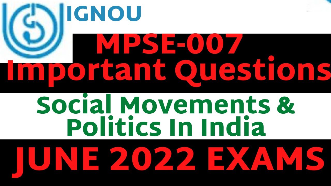 mpse007 Important Questions For June 2022. M.A. 2nd Year. IGNOU