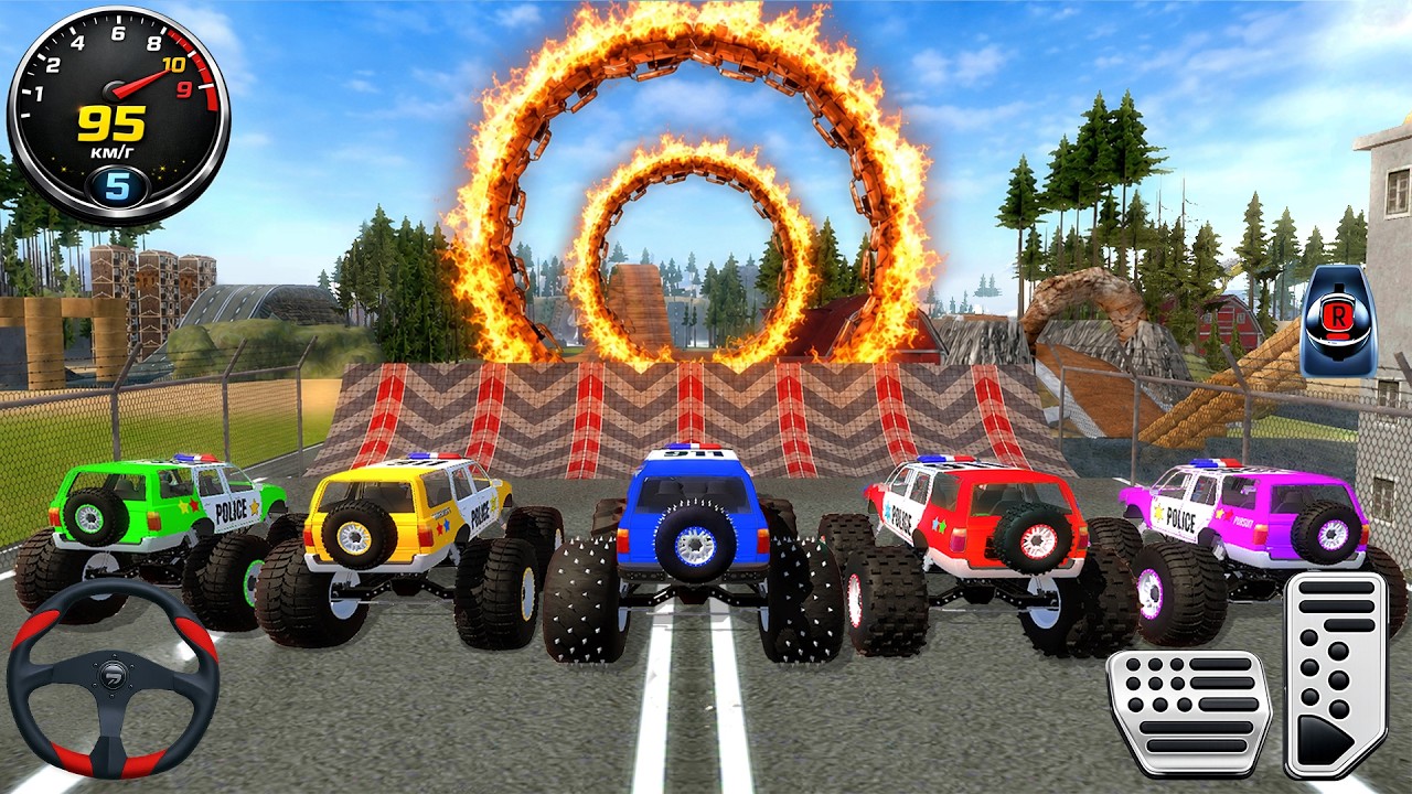 Impossible Car Mega Stunts Ramp Simulator #1 - US Police Monster Truck Driving 3D - Android gameplay