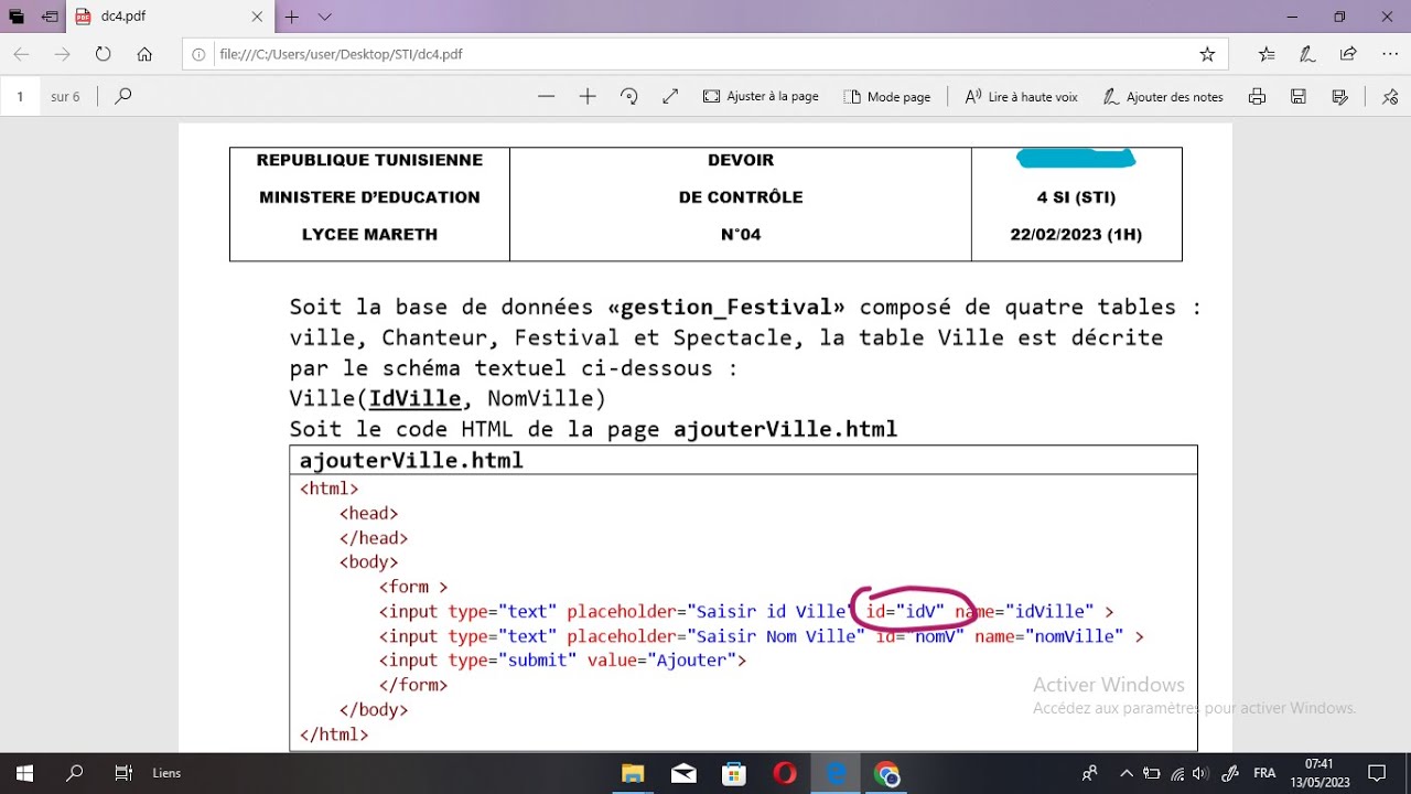 Révision Bac Blanc STI  Bac info Avec Introduction Pratique BD(Doc 4)