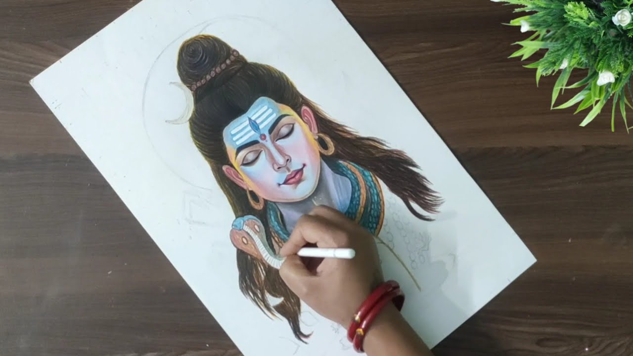 Mahadev Drawing Easy And Beautiful😍✨|Mahadev Colour Drawing|Lord Shiva Drawing Step By Step|
