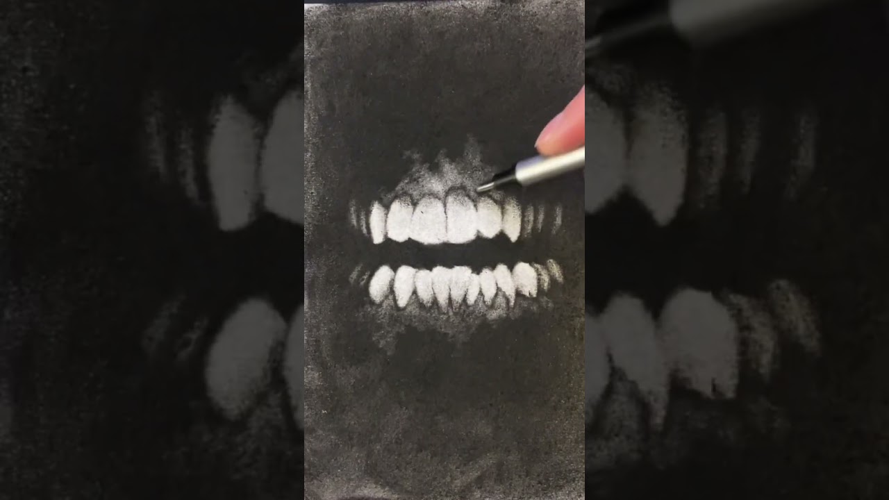 Drawing something scary #art #artist #drawing #scary #dark #teeth #anime