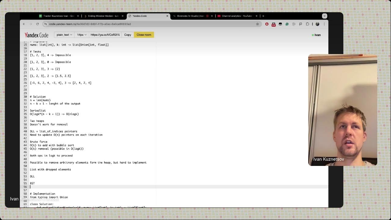 Daily Live Coding Interview Practice — Thinking Aloud, No Rehearsal — LC 480 Sliding Window Median