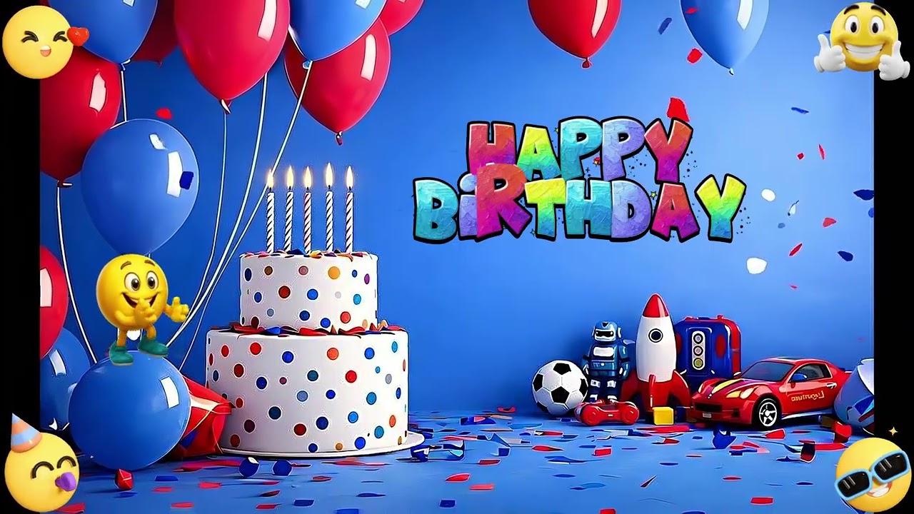 Happy Birthday Background | Red and Blue | 2 Hour Loop | 4K Celebration Wallpaper
