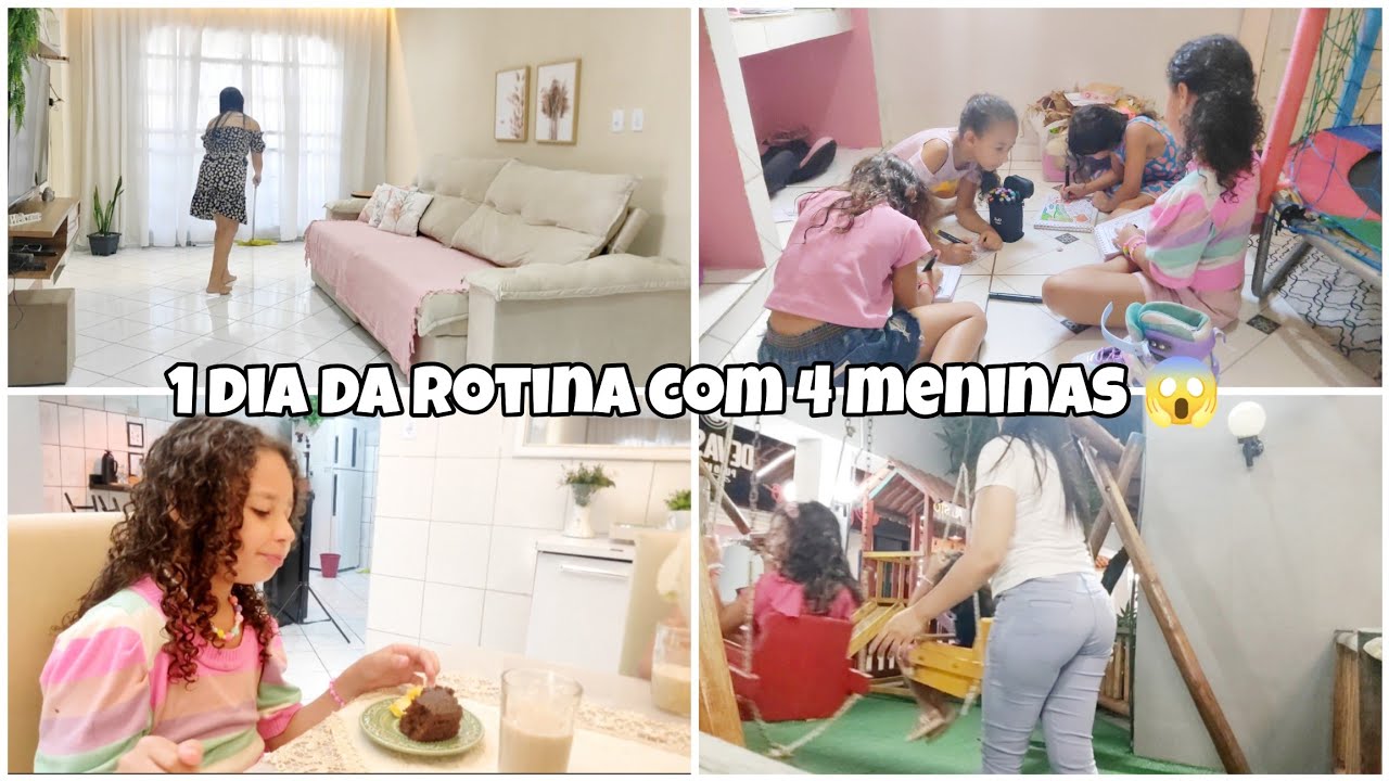 Rotina com 4 crianças 😱 Limpeza e organização/   Fiz bolo de chocolate, almoço e muito mais 😱
