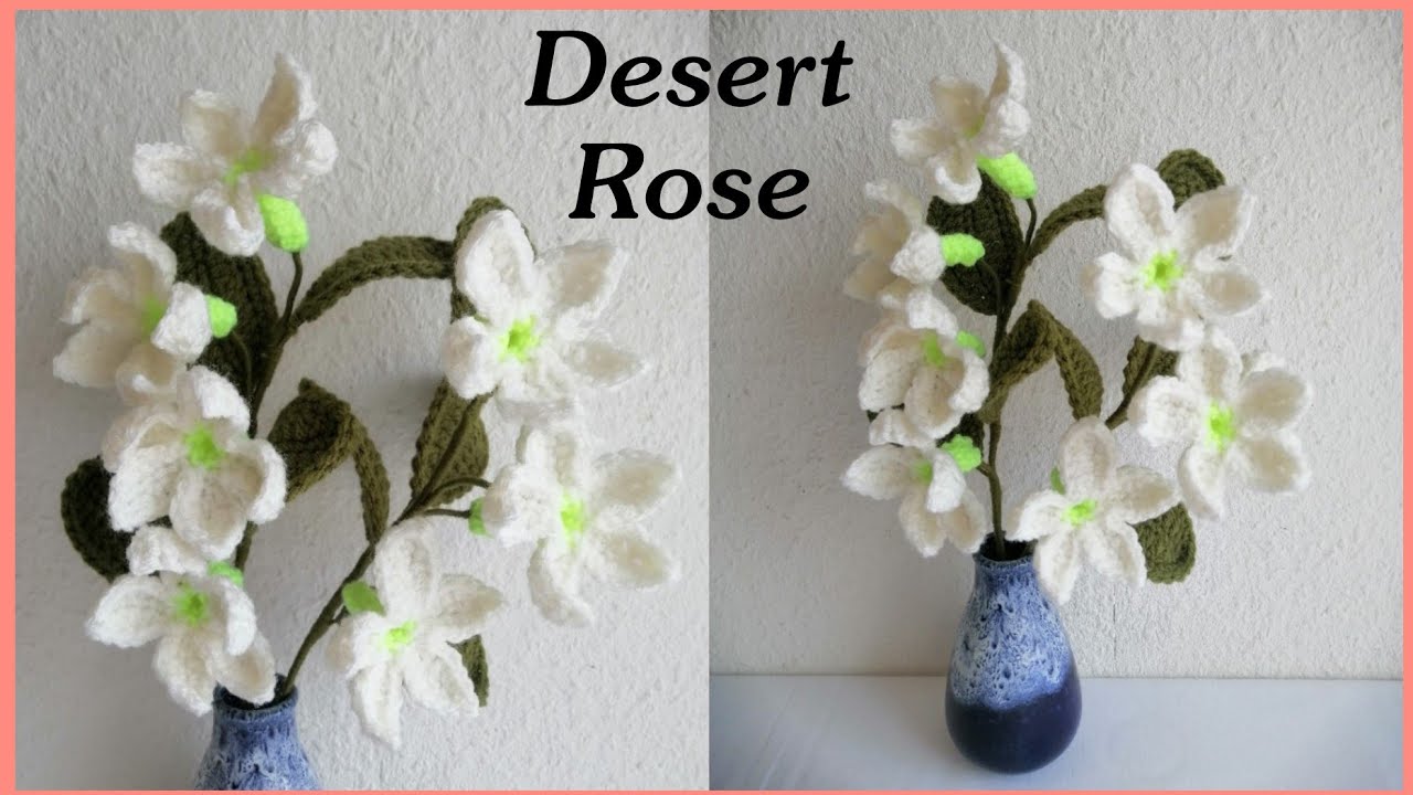 Crochet Desert Rose in White (my new version)
