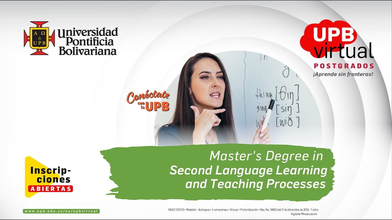 Master's Degree in Second Language Learning and  Teaching Processes | UPB Virtual