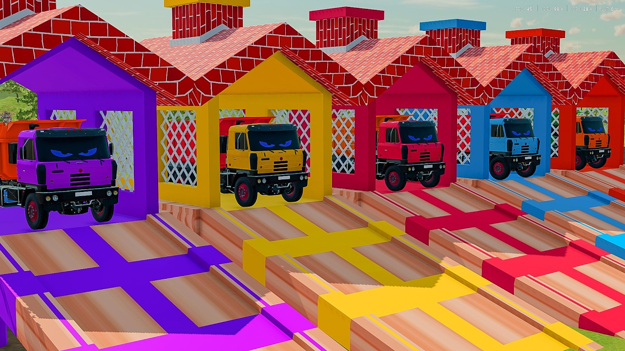 Garage with Colors   ALL MIXER TRUCK WITH DOUBLE FLATBED TRAILER TRUCK, DAF, CAR OF COLOR