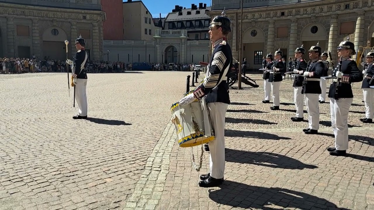 Guard change at the Royal Palace in Stockholm, Sweden. 2022 July.  (VI)