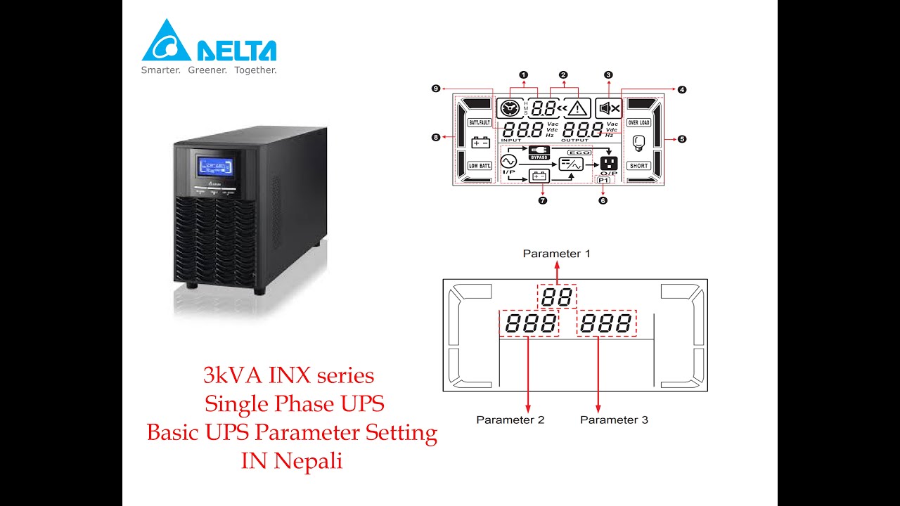 3 kVA Delta Online UPS Basic Parameter Battery AH, Charger Current Setting IN Nepali Language.