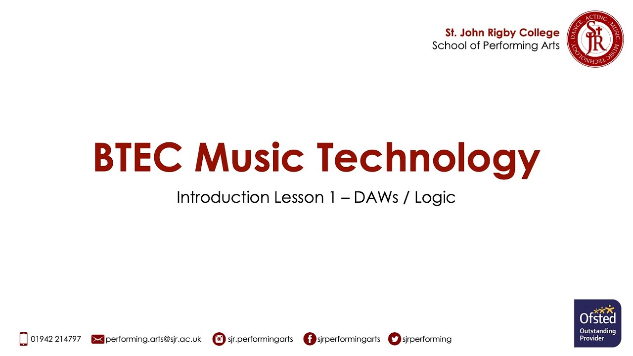 Music Tech Tech Online Intro Lesson 1 - DAWs / Logic