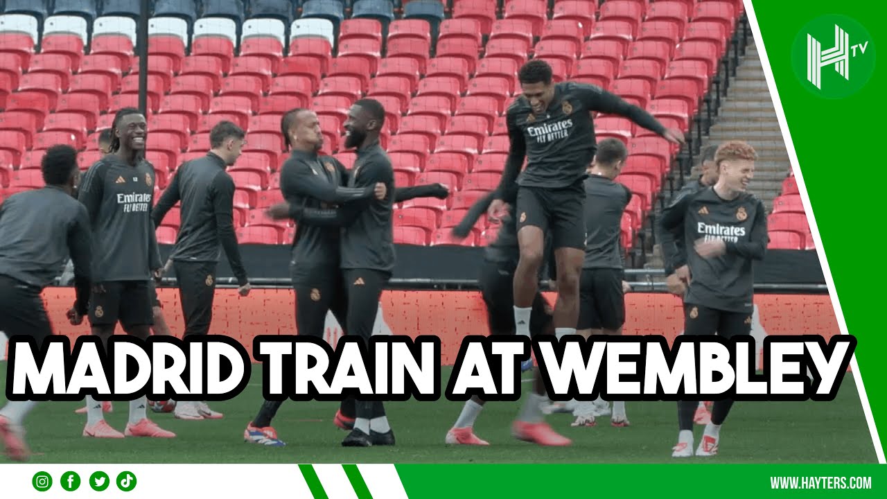 Bellingham reacts to CRAZY Vinicius skill as Real Madrid enjoy training at Wembley