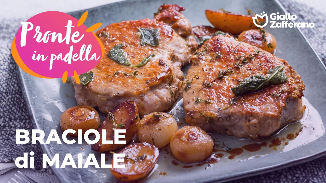 BRACIOLE di MAIALE in PADELLA...con SUPER CONTORNO di PATATE e CIPOLLINE!🤤🍖🥔🧅