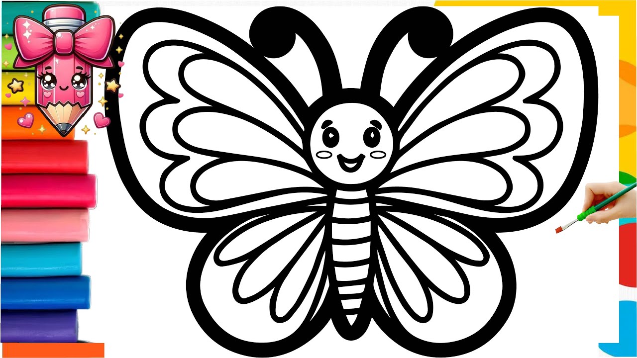 How To Draw Cute Rainbow Butterfly  Drawing, Painting & Coloring For Kids and Toddlers _ Child Art �