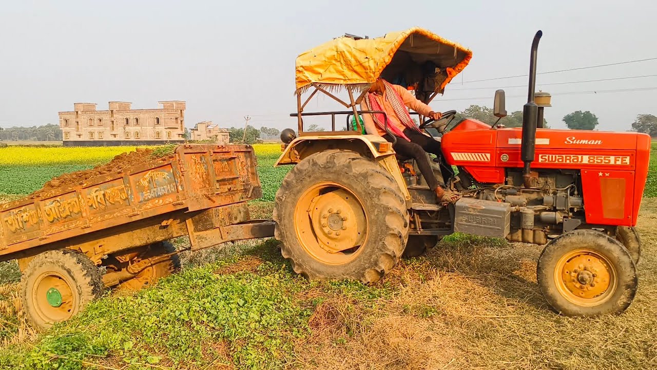 Swaraj 855 Tractor Trolley Full Lod Sonalika Tractor Stuck in Mud John Deere Tractor Stuck in Mud 