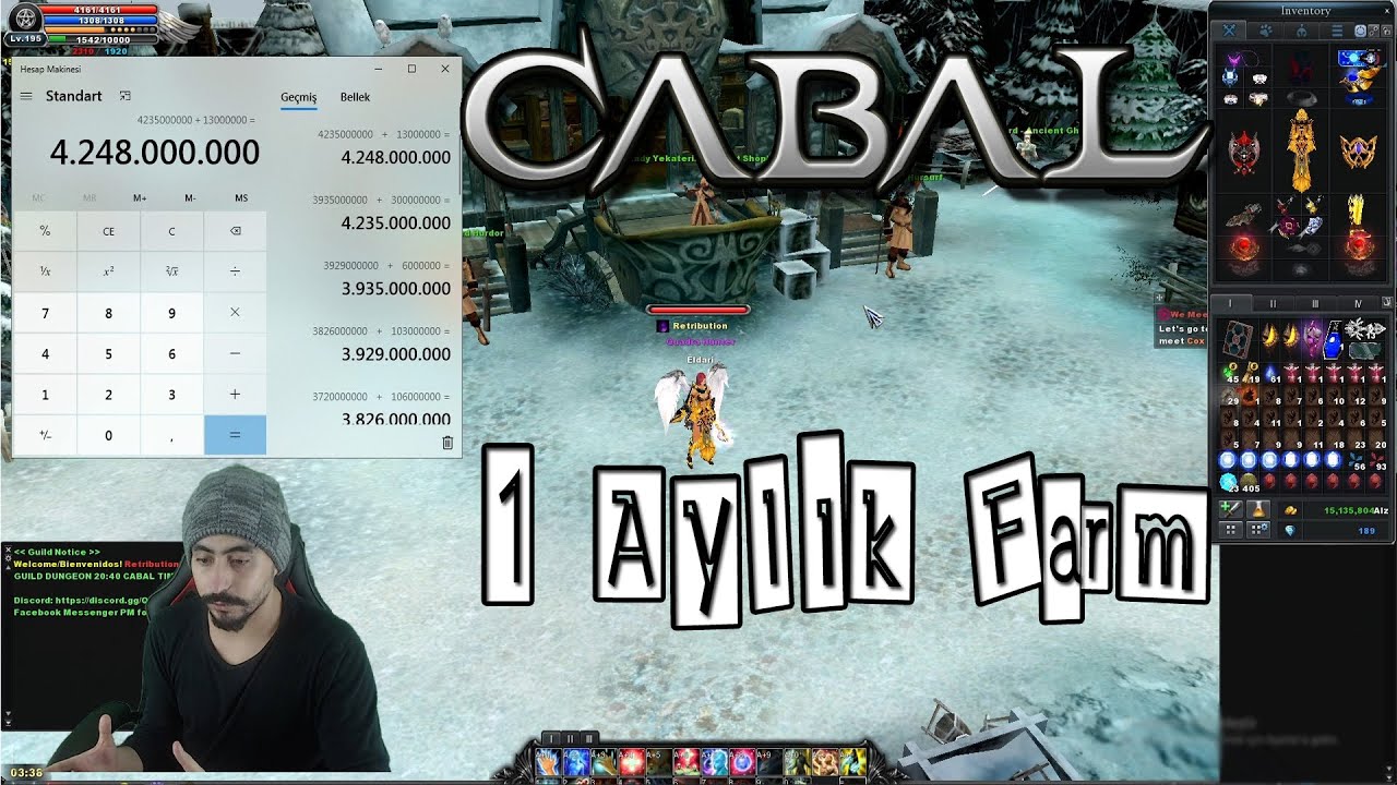 1 Ayda Kastığımız Para Ve İtemler (Sadece Oyun İçi Farm) Cabal Online Türkçe | Atlas Server BÖLÜM 35