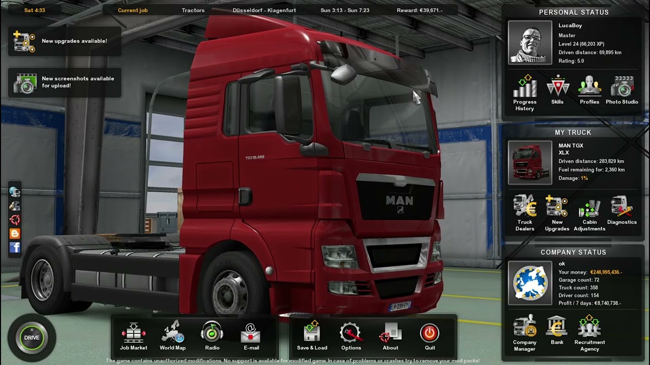 Old ETS2 MAN TGX XLX Gameplay