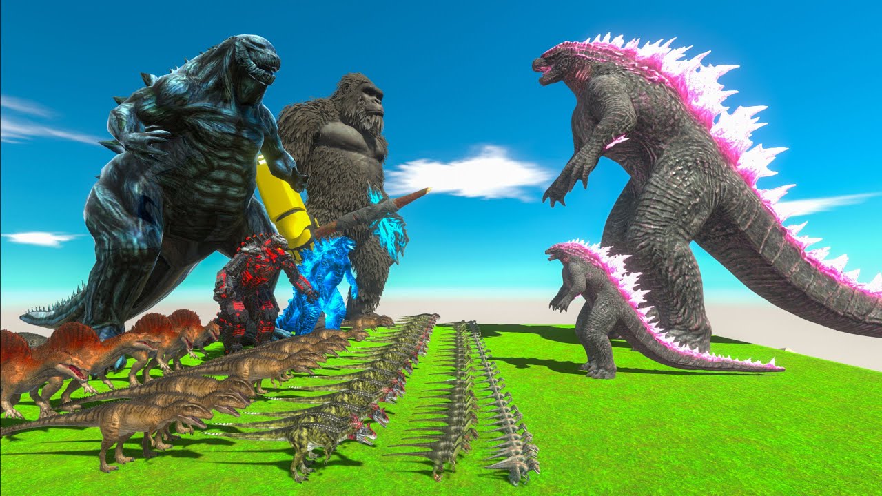 Dinosaurs revolt battle with Godzilla Earth x KONG + Thermo MechaGodzilla VS Team Evolved Godzilla