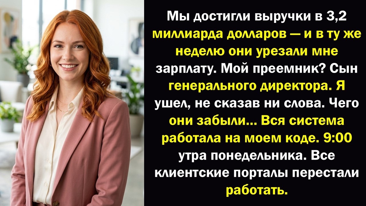Они урезали мне зарплату и отдали мое место сыну генерального директора… К 9:00 утра все клиентские