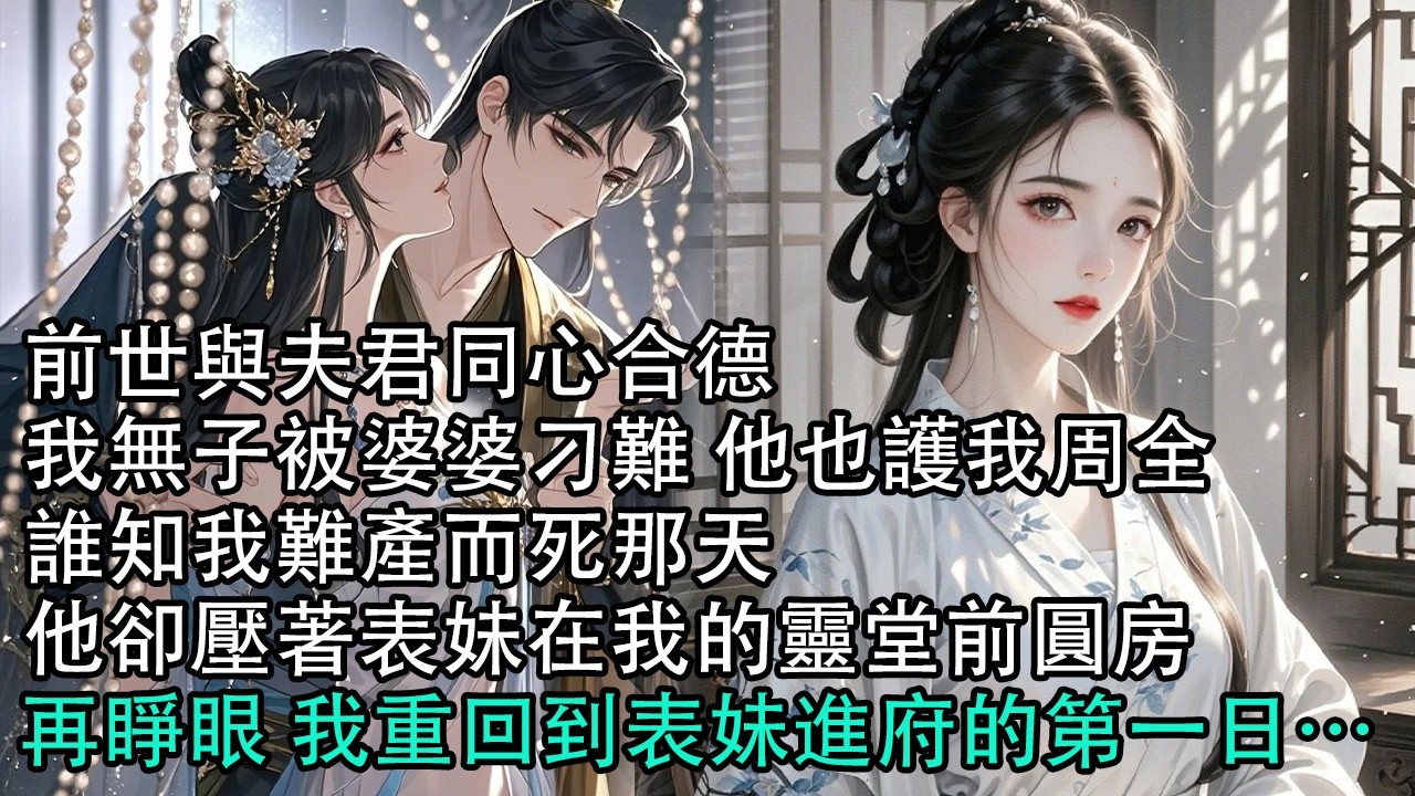 【一口氣看完】前世與夫君同心合德，我無子被婆婆刁難 他也護我周全，誰知我難產而死那天，他卻壓著表妹在我的靈堂前圓房，再睜眼 我重回到表妹進府的第一日…#古言 #有聲小說 #情感故事