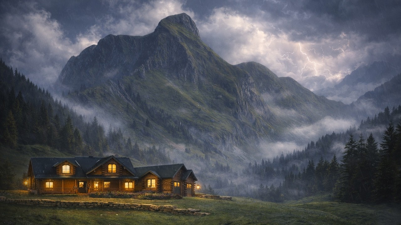 Mountain Storm – Heavy Rain & Distant Thunder for Deep Sleep
