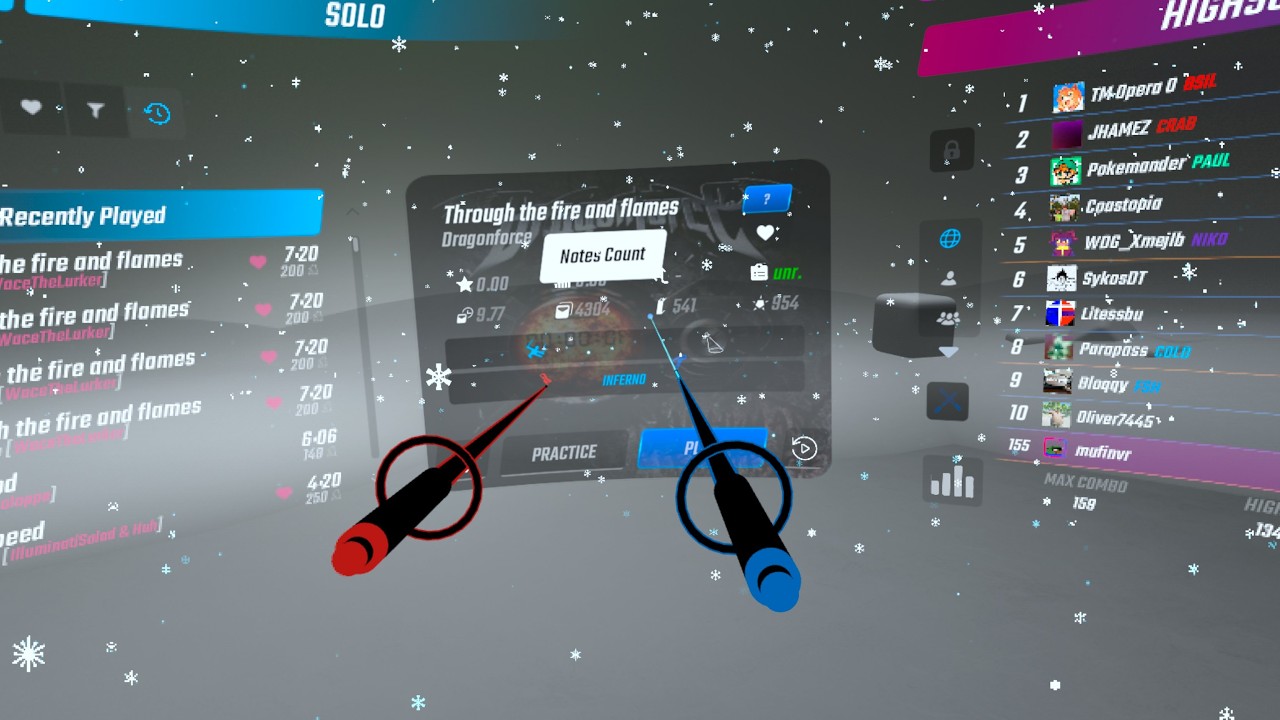 Through the Fire and Flames by DragonForce in Beatsaber (modded)