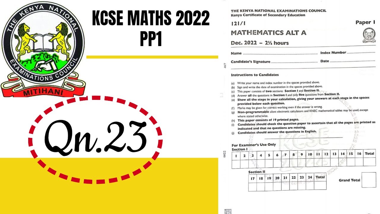 KCSE MATHS PP1 2022 | Qn.23 | APPLI ATION OF  CALCULUS
