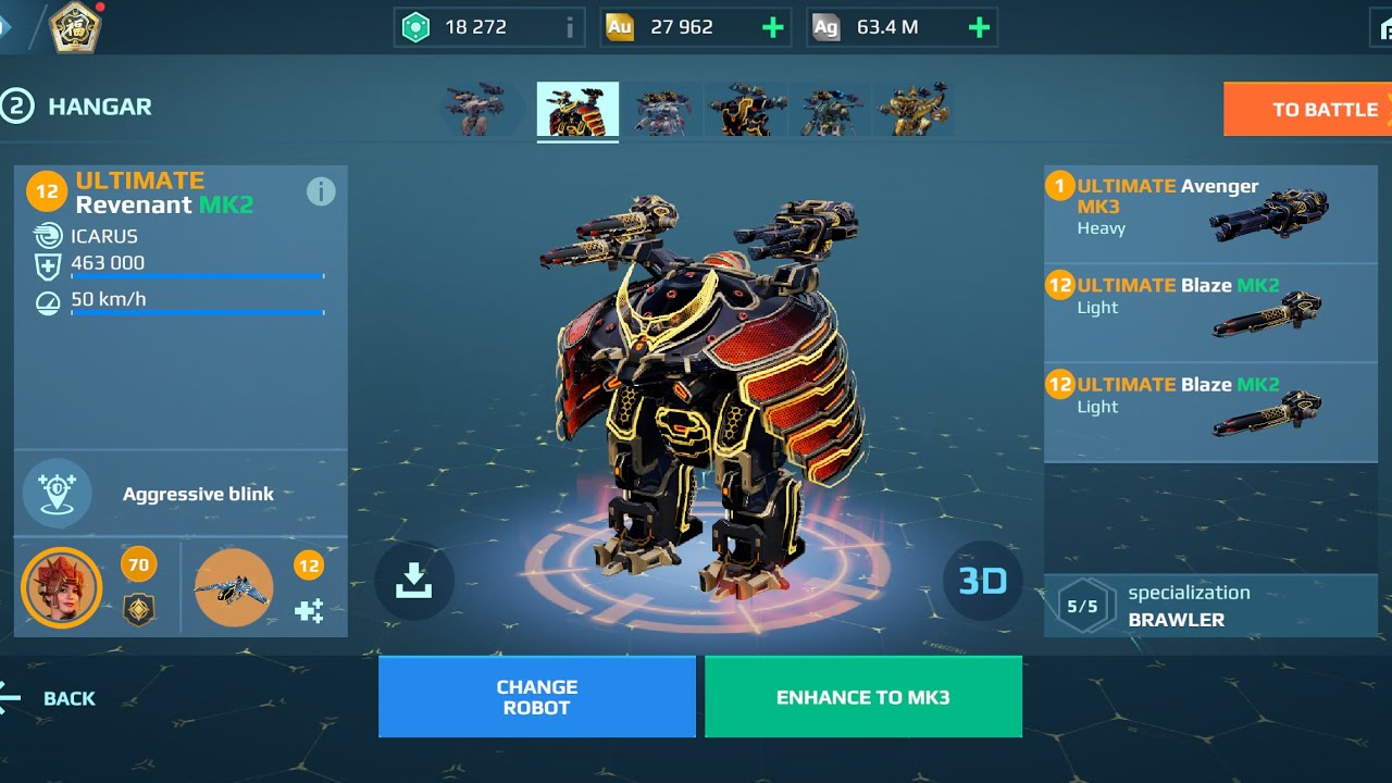 Revenant Avenger Blaze War Robots Gameplay 