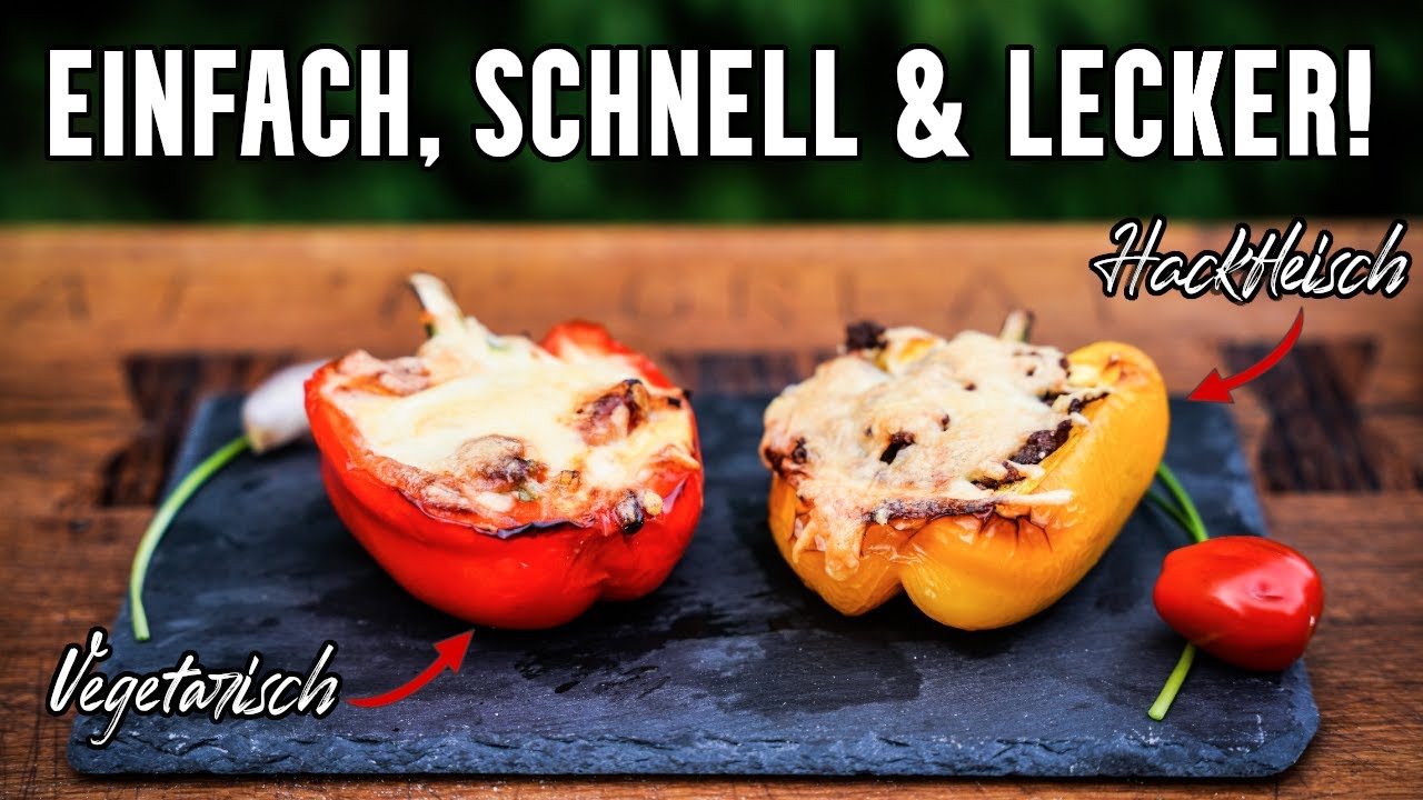 Gefüllte Paprika vom Grill [Die perfekte Beilage & Hauptspeise!] 2 Rezepte
