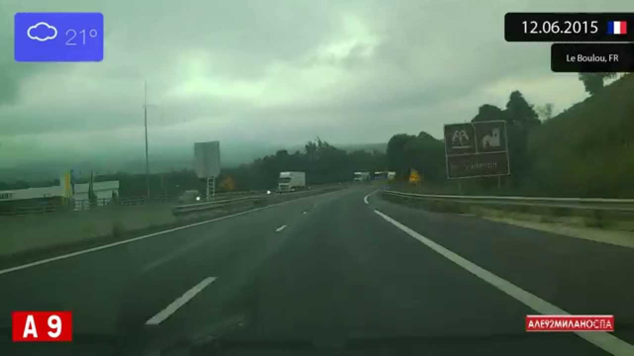 Driving from La Jonquera (Spain) to Le Boulou (France) 12.06.2015 Timelapse x4