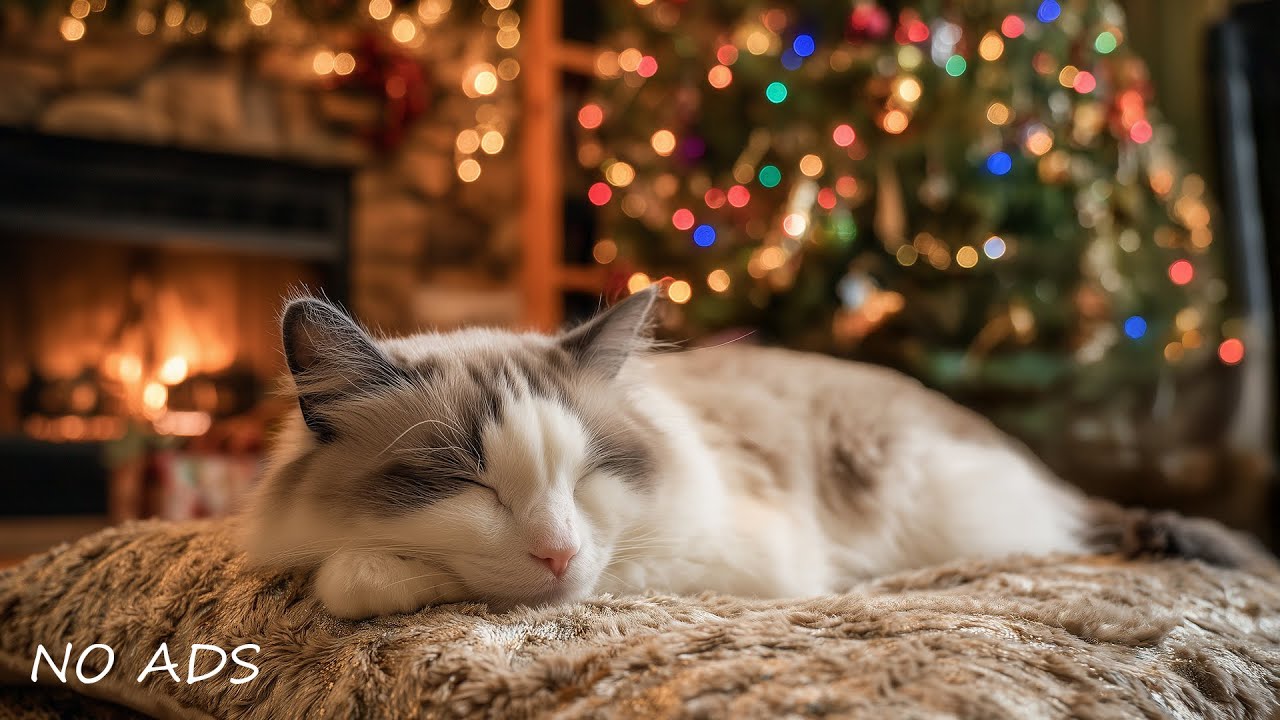 Успокаивающие звуки для сна кошек 🐾Расслабляющее мурлыканье и потрескивание камина для глубокого сна