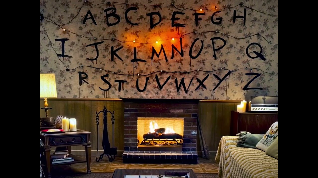 Stranger Things Fireplace Ambience | Christmas Cozy Horror Glow 