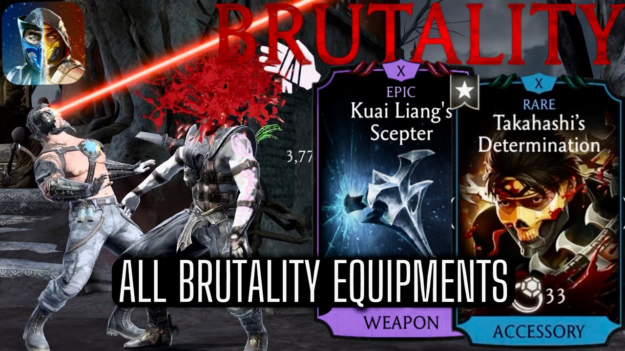 Mortal Kombat Mobile All Characters Brutality Epic + Rare Equipment Set