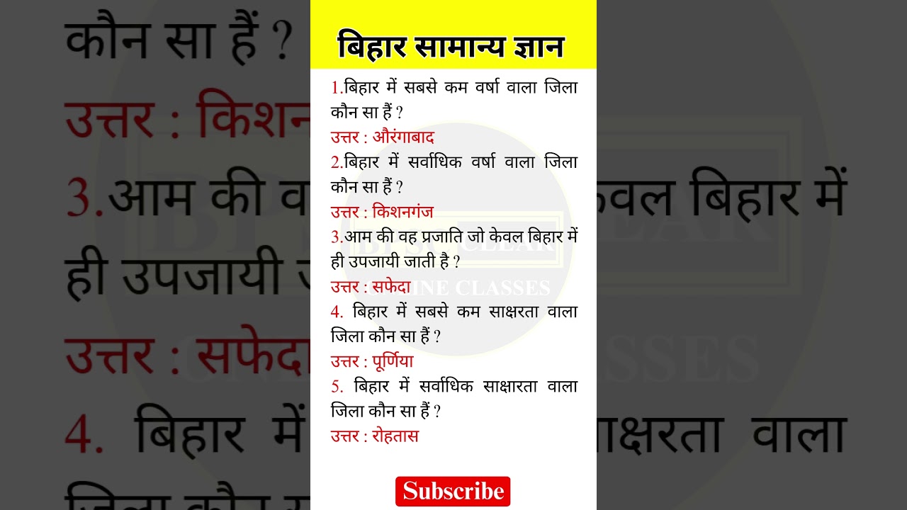 Bihar Special GK | Bihar GK | Most Important Question Answer | Bihar Special For Bpsc | BPSC CLEAR