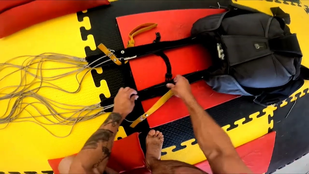 packing a tandem parachute with a gopro in my head