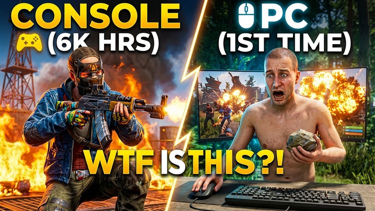 Игрок, потративший 6000 часов на консоли, впервые пробует RUST на ПК (короткометражный фильм)