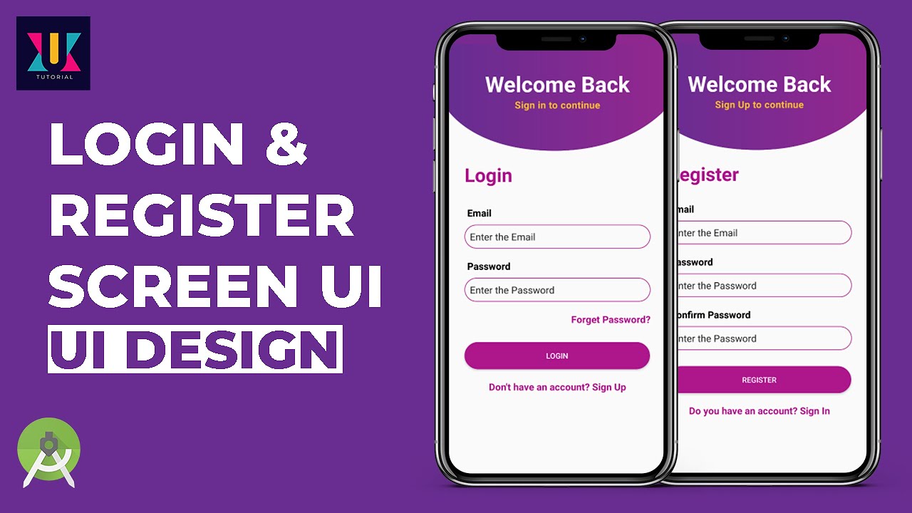 Android UI Design Tutorial | Login & Register Screen UI Design | UiUX Tutorial