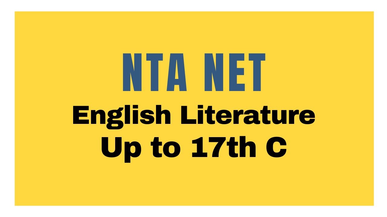 NTA NET English Crash Course Day 1 English Literature upto 17th C