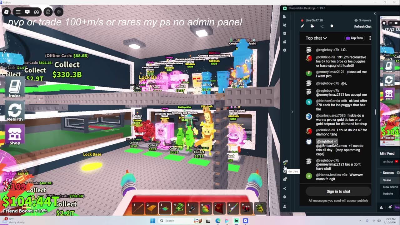 Steal a Brainrot trading or pvp 200+ 