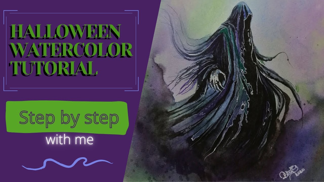 HALLOWEEN WATERCOLOR PAINTING : Step by step Tutorial _ Paint with me