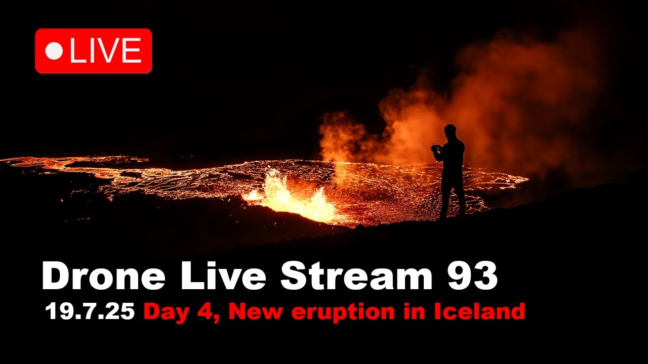 LIVE 19.7.25  Day 4 New volcano eruption in Iceland, drone live stream