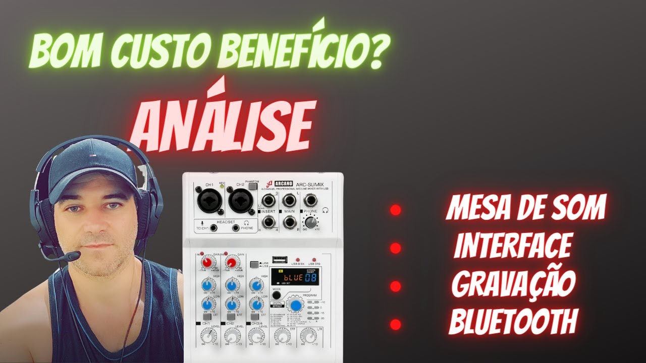 Mesa De Som 4 Canais Arcano Arc slimix Interface Usb custo benefício