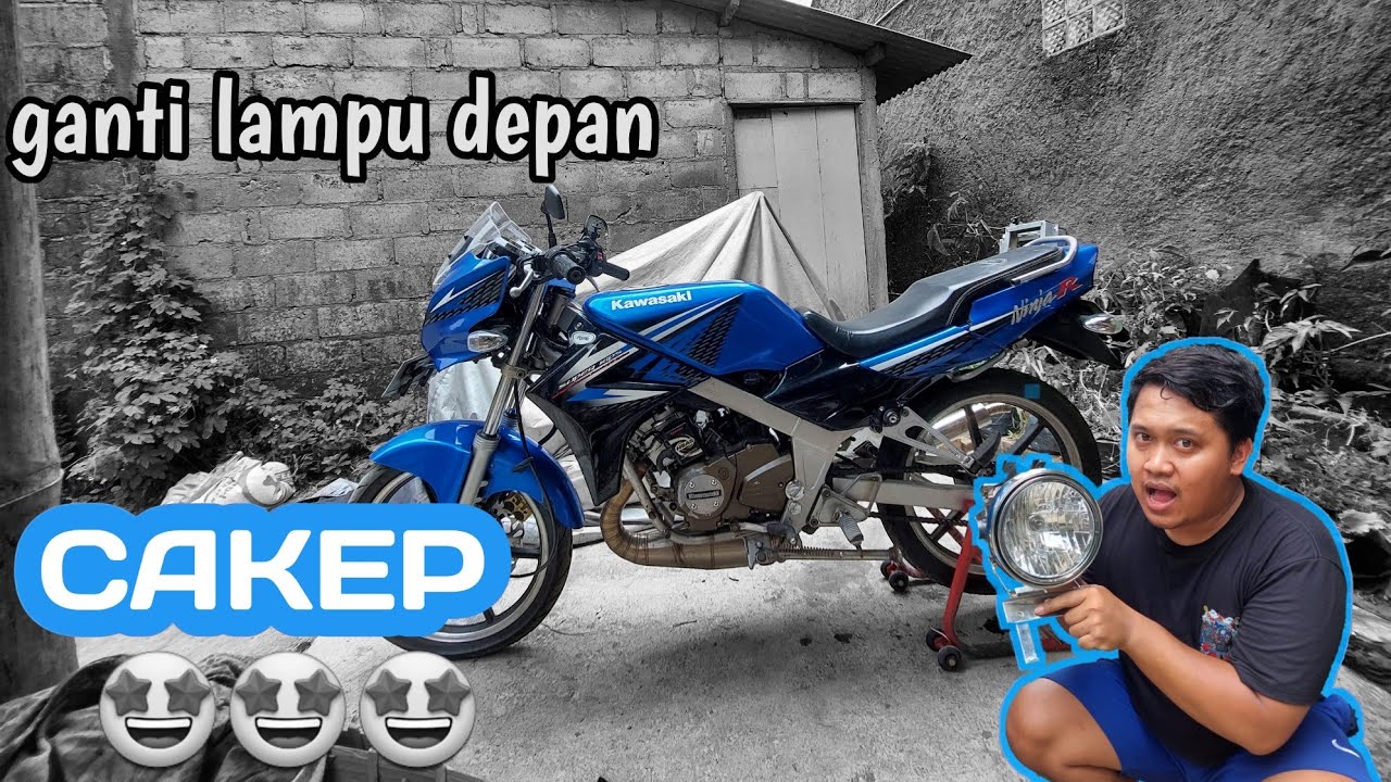 MODIFIKASI》ganti lampu barong NINJA R 2013 dengan lampu Ninja SS/M biar seperti yg lain