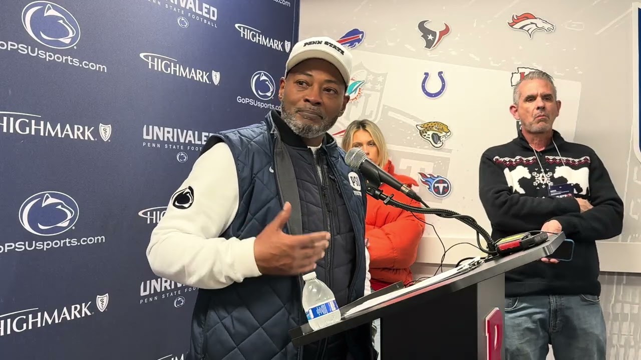 Penn State interim head coach Terry Smith's speaks to the media after the 40-36 win over Rutgers