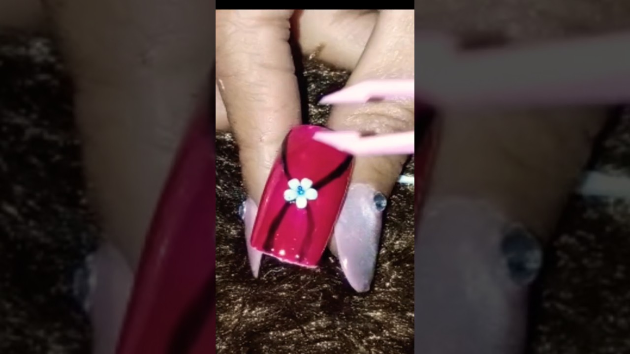 🌸 Sirf 5 Minute Me Red Flower Nail Art 😍💅 | Easy Nail Design for Beginners | 