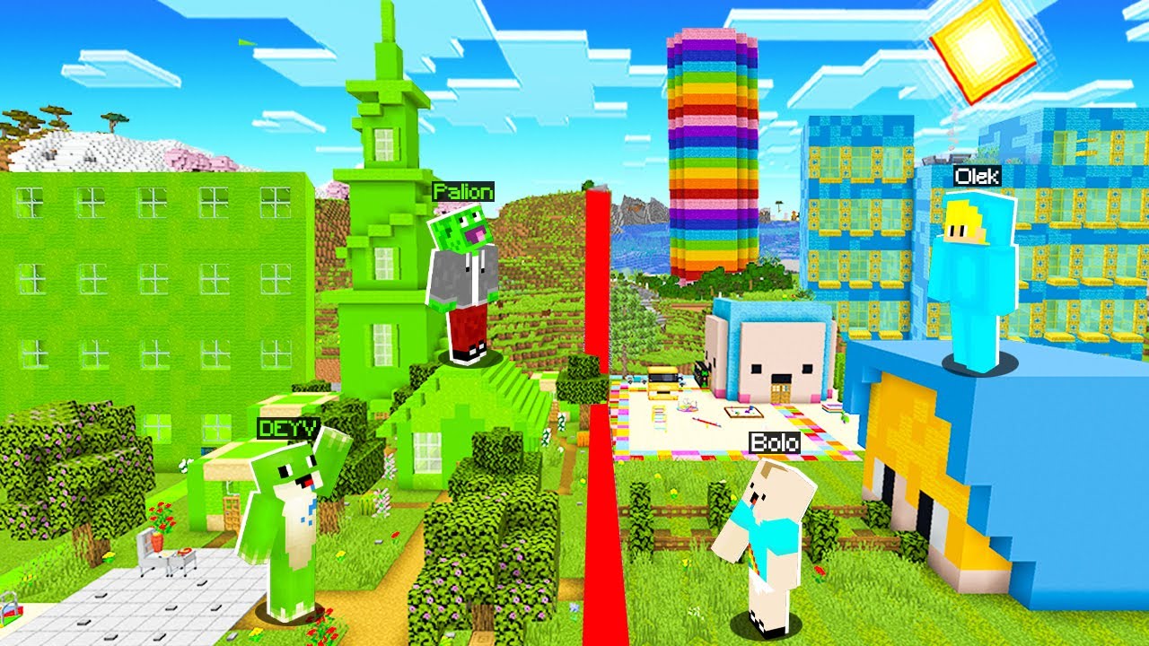 POŁOWA WIOSKI PALION i DEYV vs OLEK i BOLO w Minecraft!