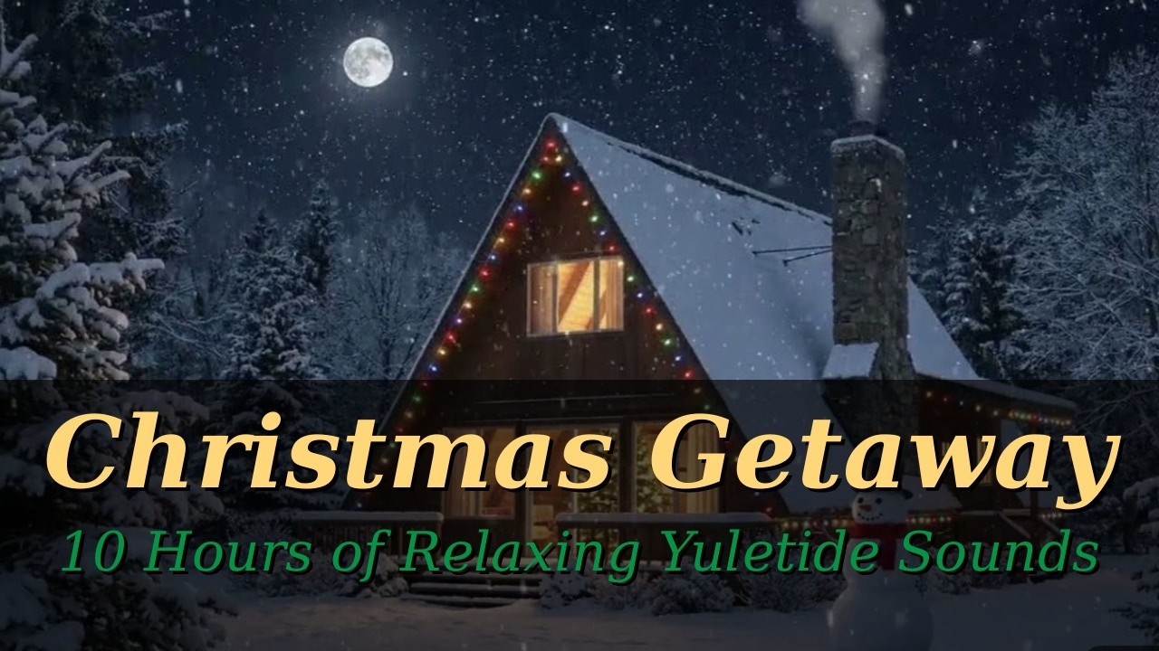 Moonlit Christmas Cabin | Snowy Forest Night, Warm Lights & Peaceful Winter Calm