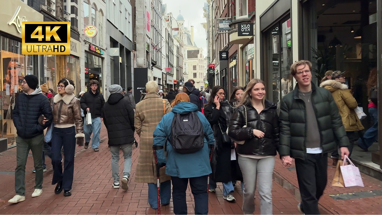 Walking Amsterdam’s BIGGEST Shopping Street (Kalverstraat) | Lively Afternoon 4K