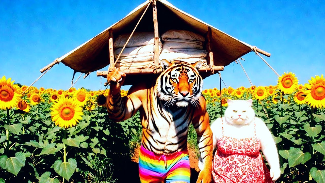 Partnership with Tiger 🐯 | Village Adventures with Cute Cat 🐱 | Cooking, Pond Fun & Noodles Galore 🍜